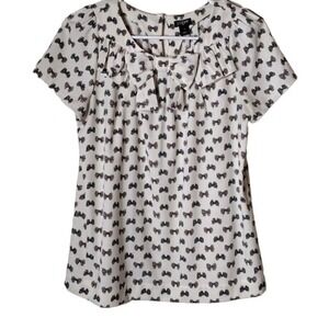 J.‎ Crew Womens Size 6 Bow Print Short Sleeve Blouse Top Career Casual Office